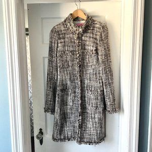 Vintage View Long Duster Jacket in Plaid with Frayed Hems Size 4